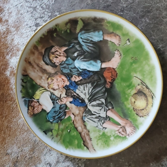 Norman Rockwell Plate 1977 Adventures Of Tom Sawyer Series “First Smoke” - Picture 1 of 4